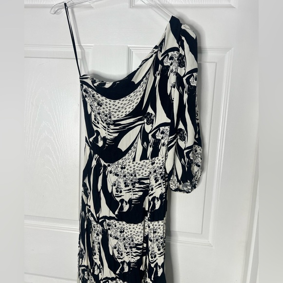Reformation Persephone Print One Shoulder High Slit Midi Dress Sz 4 - Picture 9 of 14